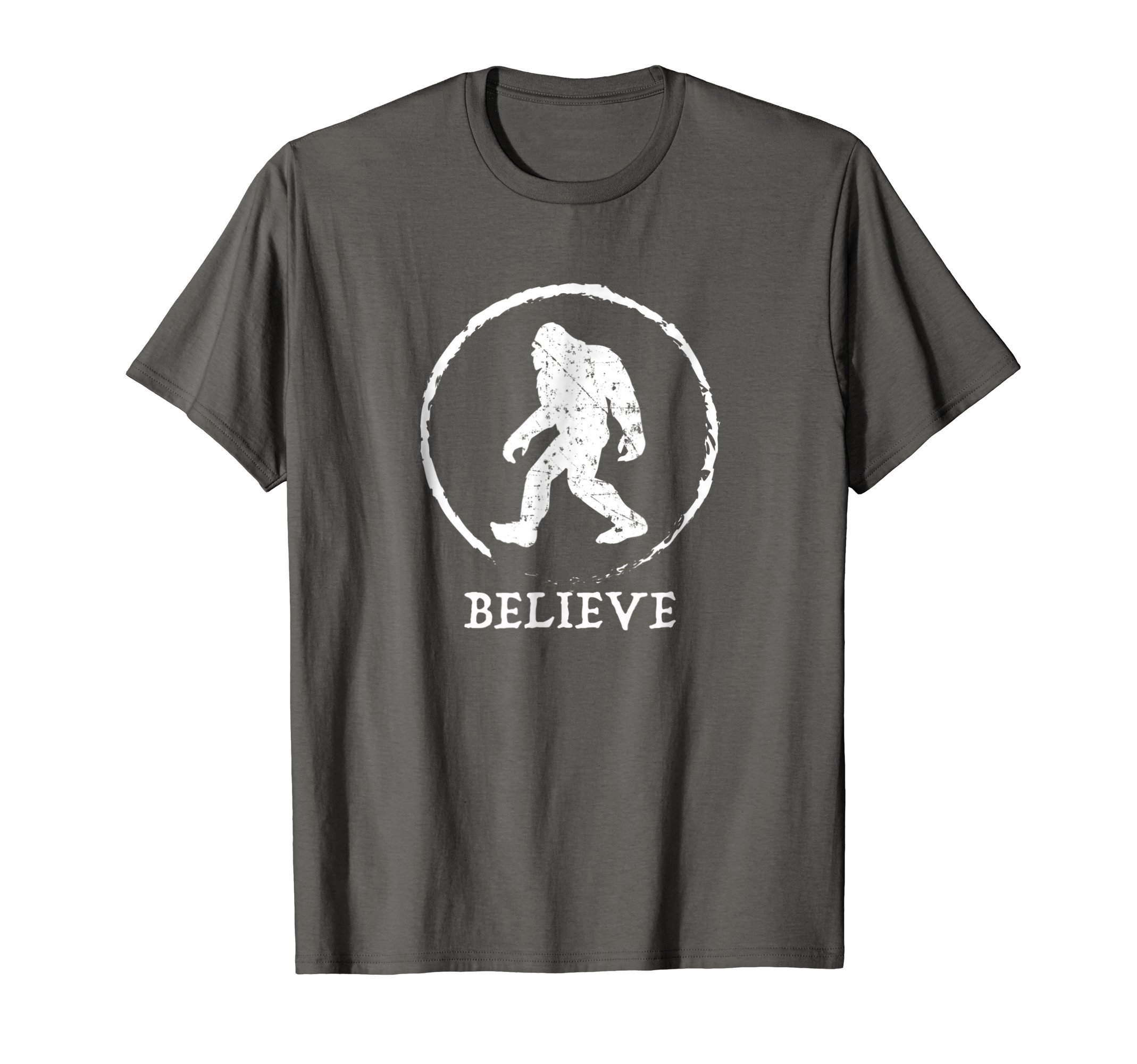 Authentic Bigfoot & Yeti T Shirts Bigfoot Sasquatch Yeti Believe T-Shirt Grey Unisex Classic Fit Short Sleeve Cotton 50% Polyester 50% SmallOEKO-TEX STANDARD 100