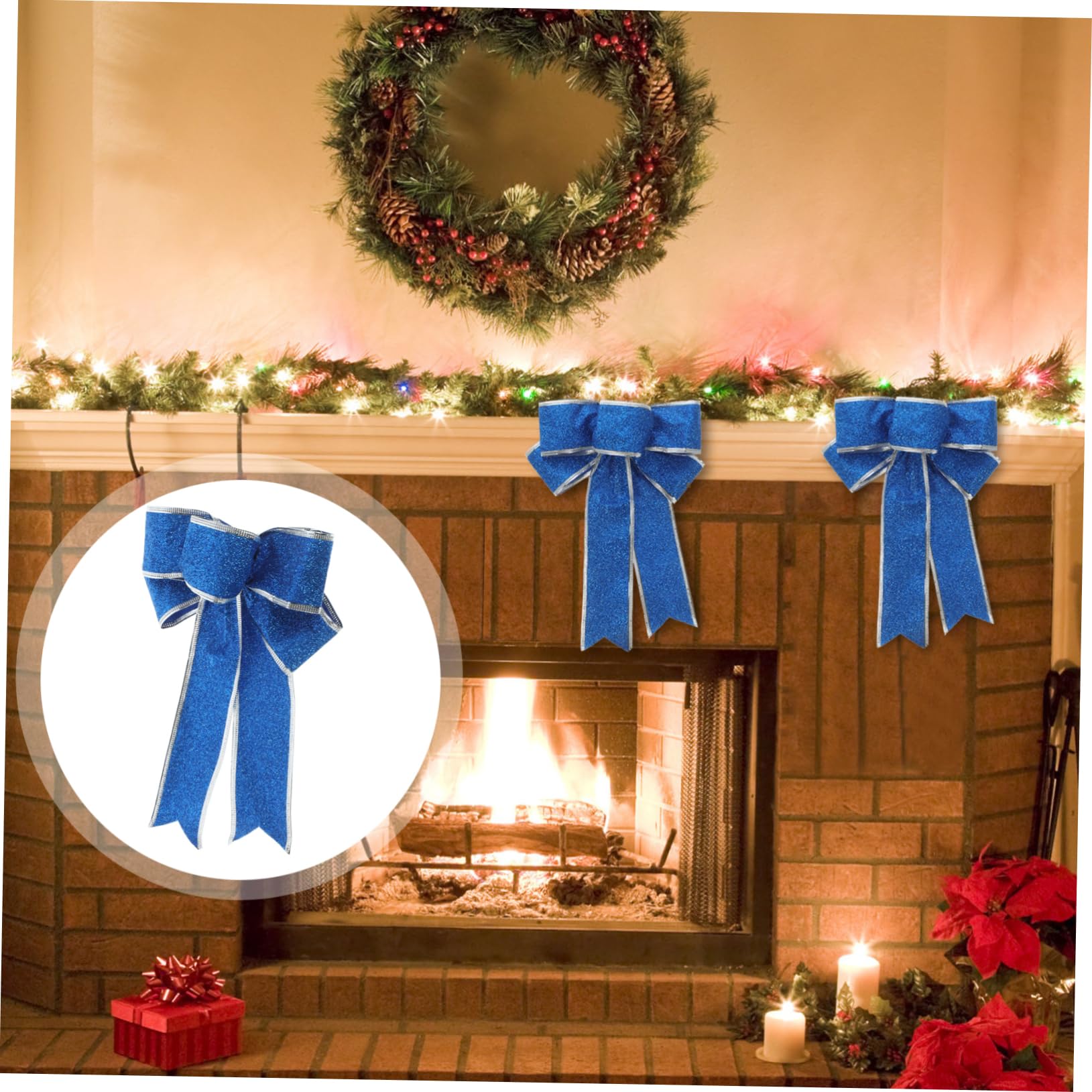 Homoyoyo 5piezas Lazo Navideño De Tela Brillante Lazos Navideños para Árbol De Navidad Cinta De Obsequio Nudo para Decoración De Navidad
