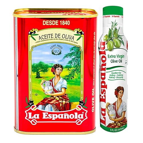 La Española Aceite de oliva 100% puro, 24 onzas líquidas + espray de aceite de oliva virgen extra La Espanola, 5 onzas