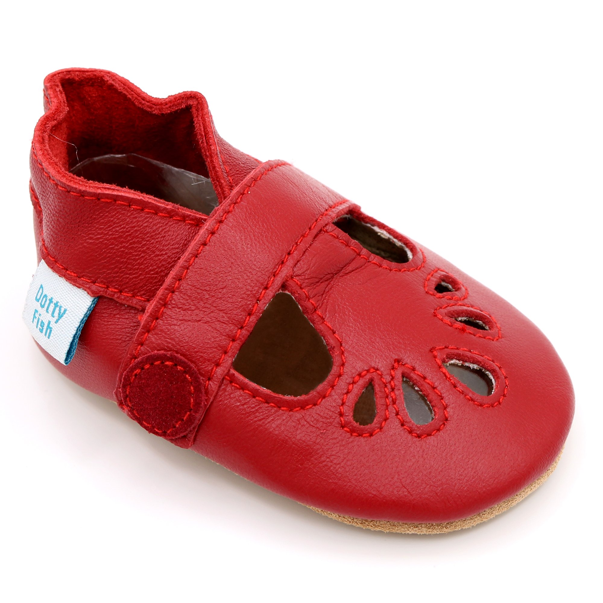 Dotty FishBaby Shoes, Girls leather T-Bar crib shoes