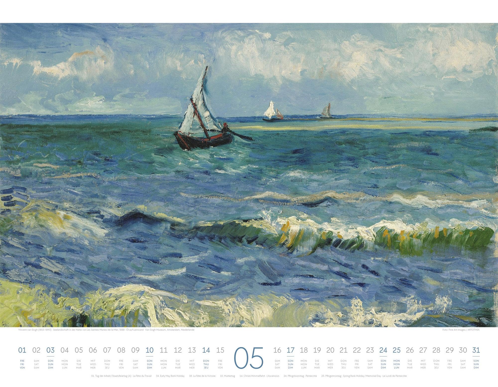 Kunstwerk Meer Kalender 2026 | Stilsicherer Kunst-Kalender im großen Querformat (54x42 cm) | Impressionismus & Expressionismus | Landschaft & Natur