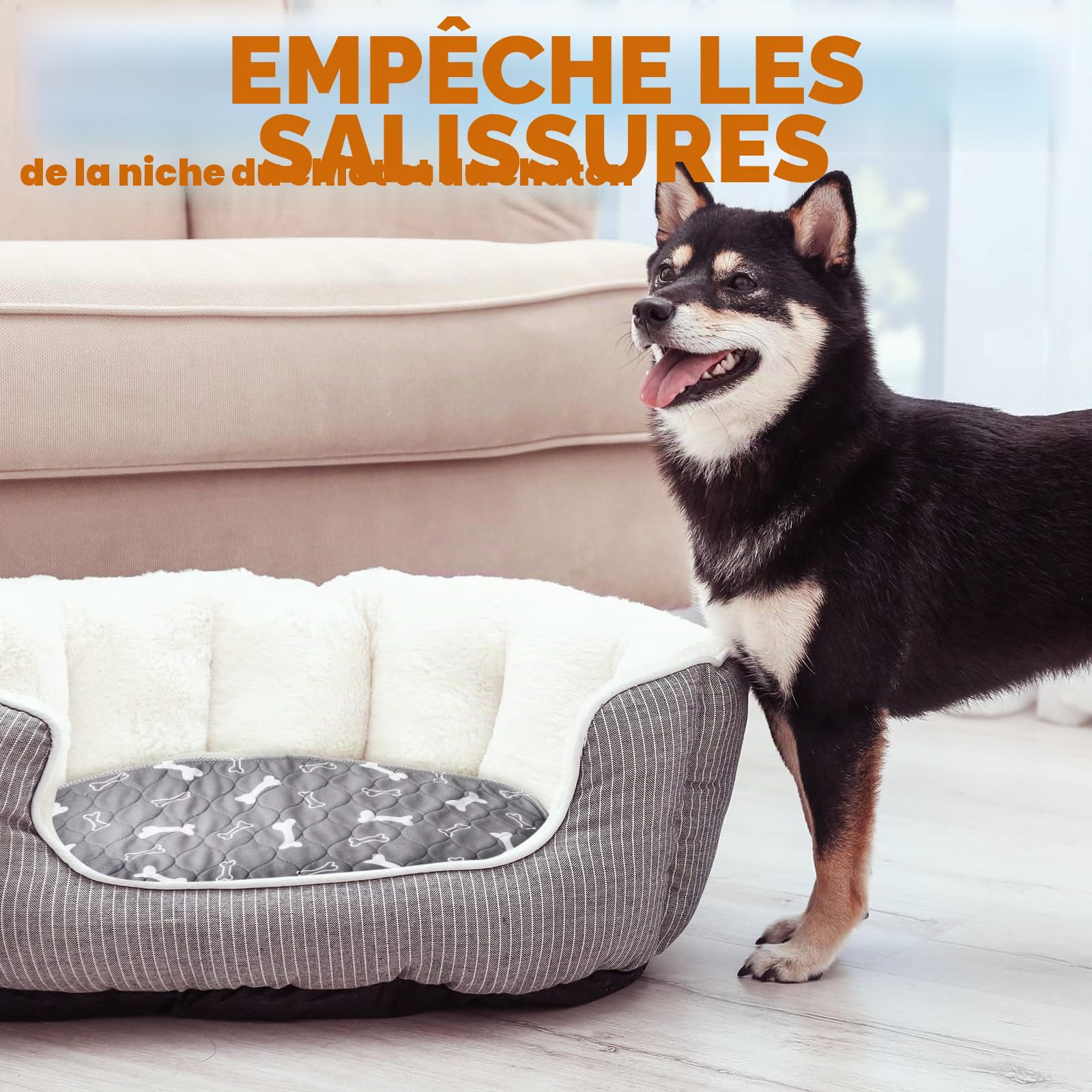 6 Tapis Pipi Absorbants Lavables Tapis de Dressage Réutilisables Tapis Imperméables en Couches Coussinets de Mise Bas en Tissu Tapis d'Entraînement pour Chien Animaux (Gris, 40 x 60 cm)