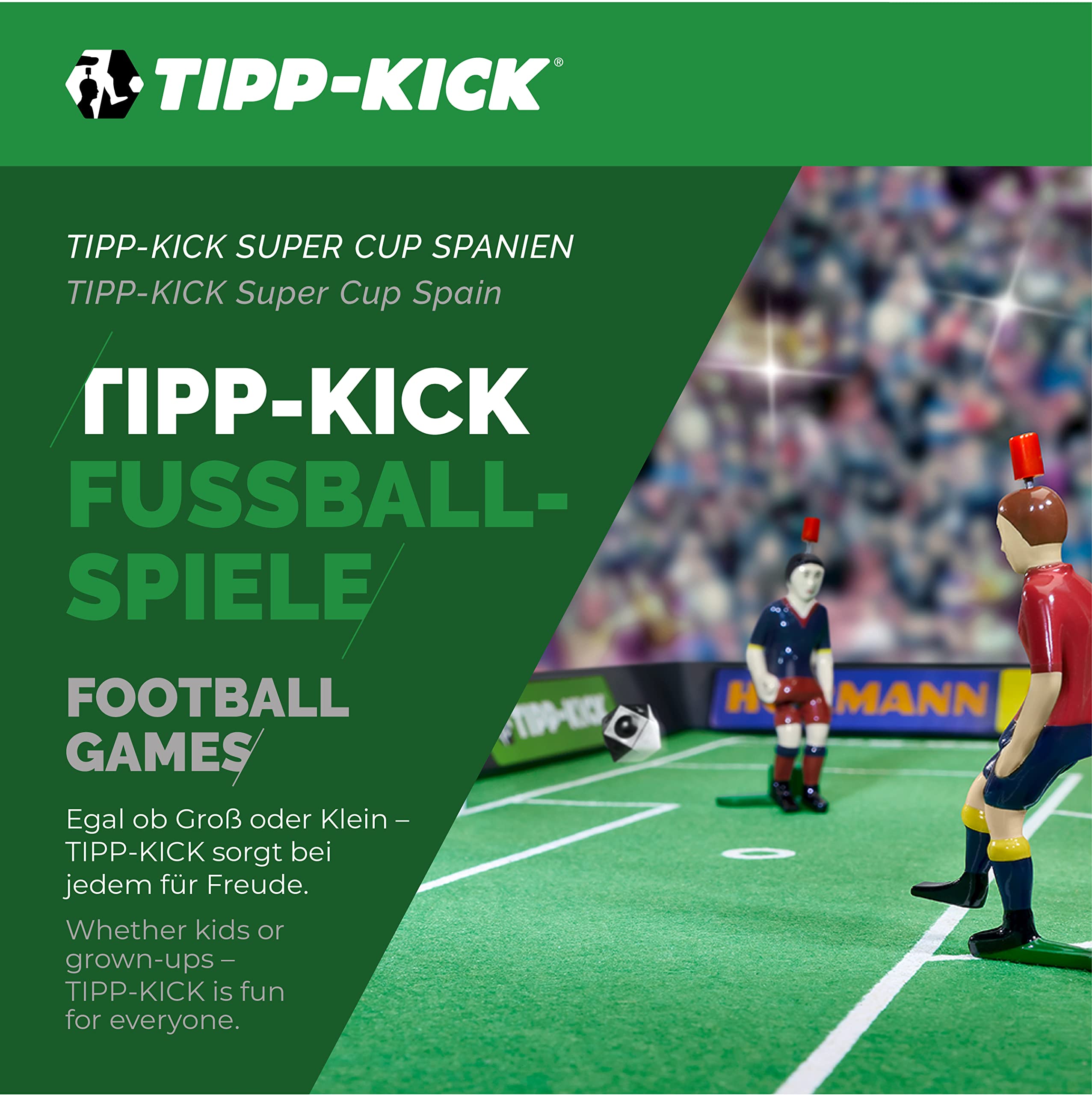 TIPP-KICK Super Cup Espana Tischfußball-Set - extra-großes Spielfeld, spanische Top Kicker, Torwarte Toni, Tore, Bälle, Halbzeituhr