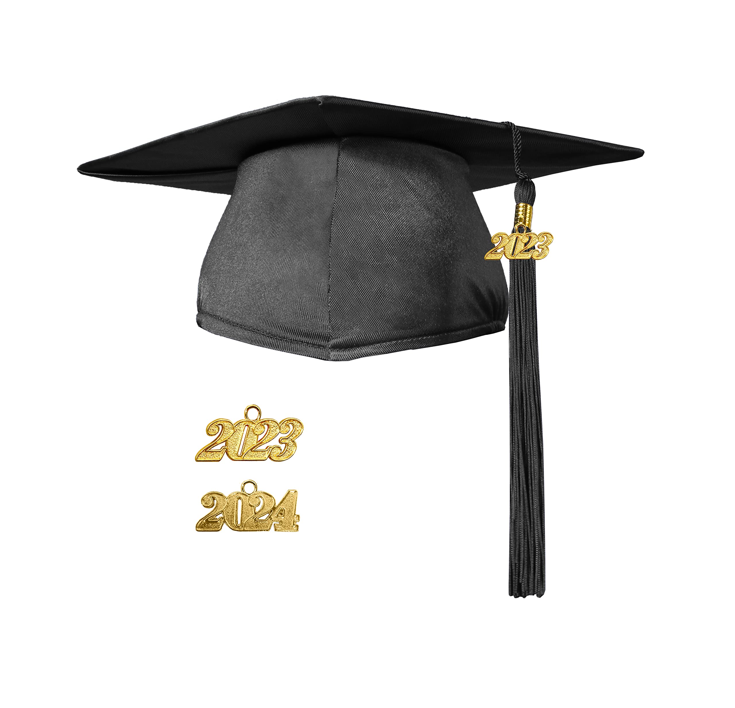 TnghuiUnisex Adult Shiny Graduation Cap with 2024 2023 Tassel for Bachelor and High School Rich in Color
