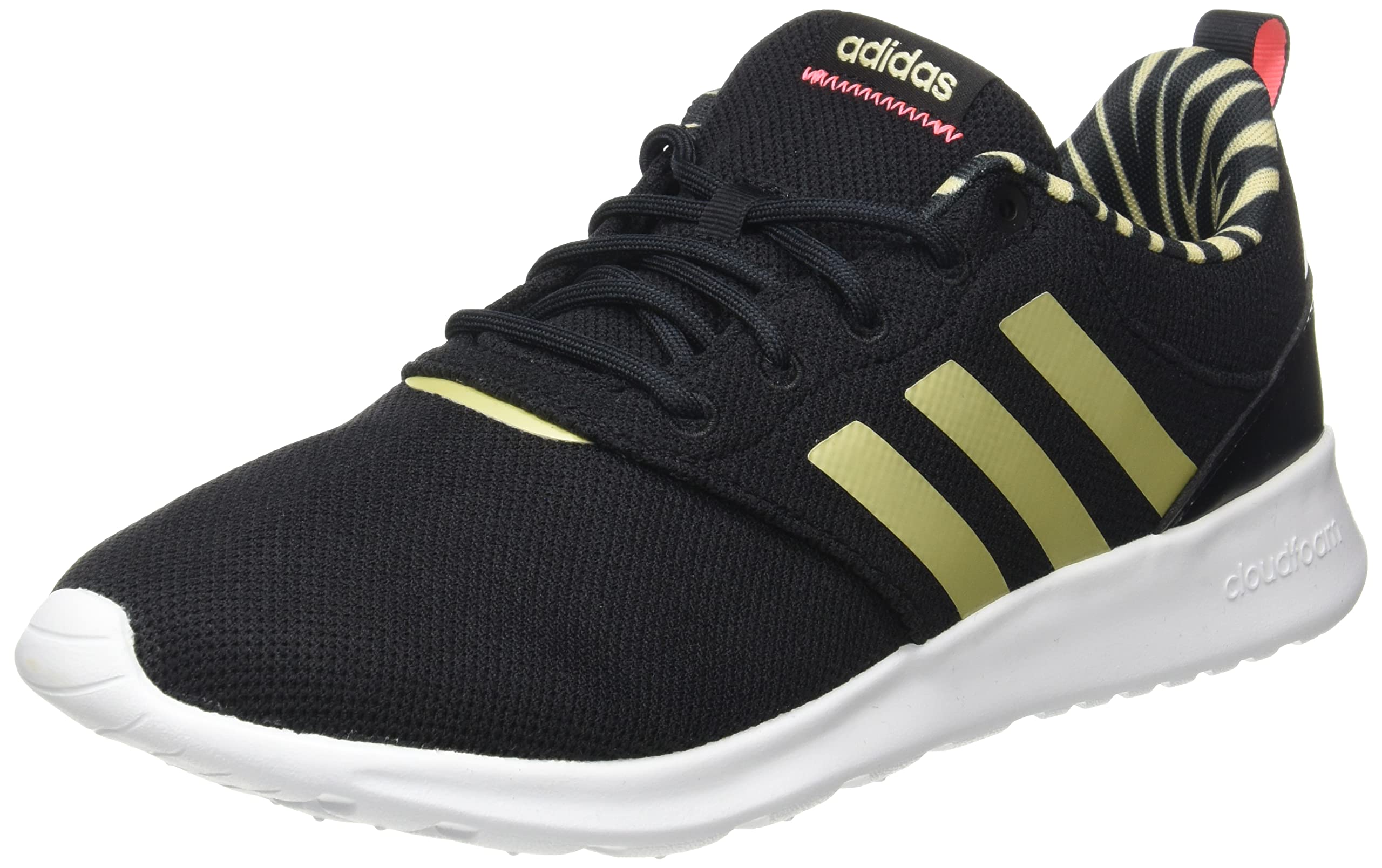 adidas Femme QT Racer 2.0 Baskets, Core Black Sandy Beige Met Acid Red, 38 EU