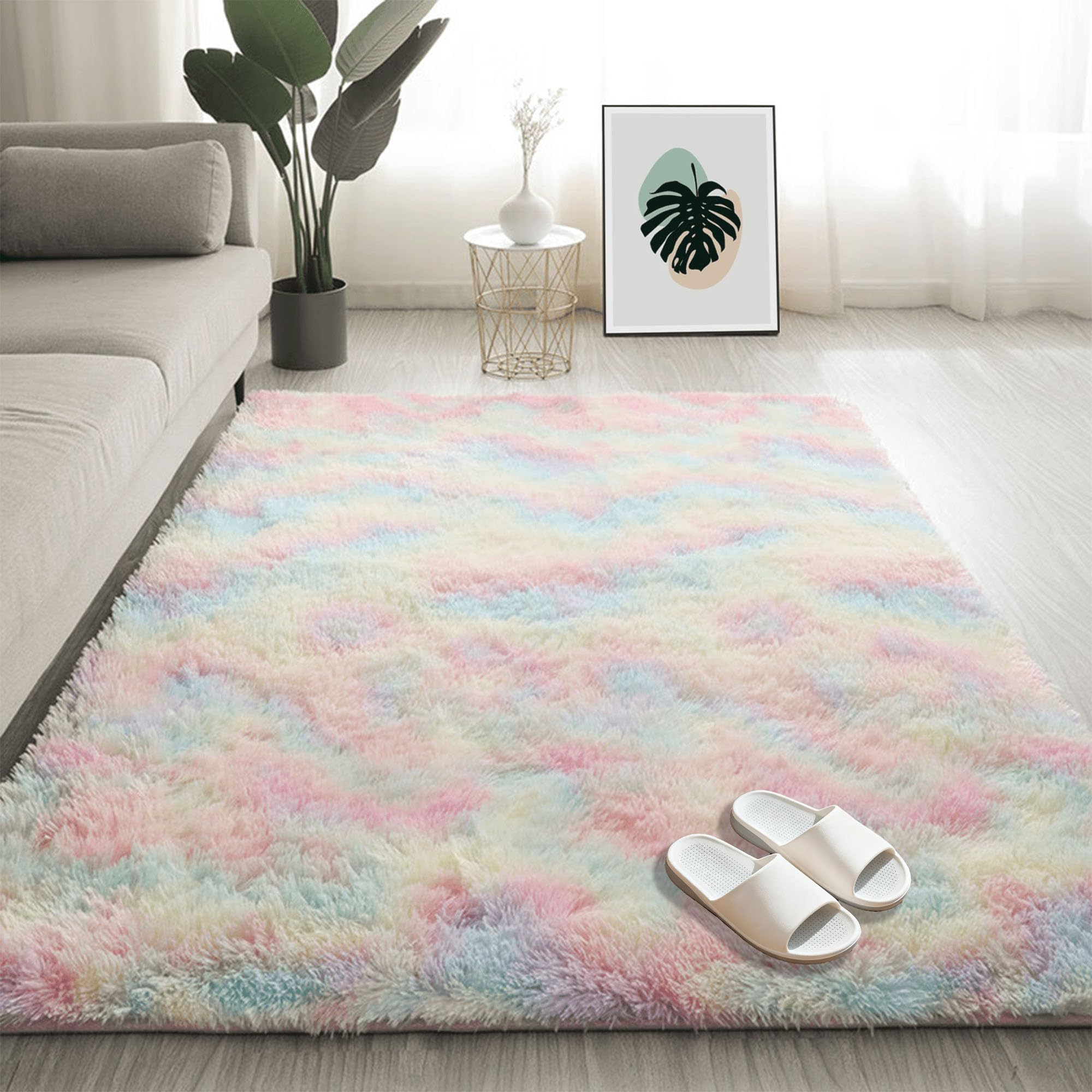 Grand tapis de salon 200x340 cm lavable et doux pour chambre