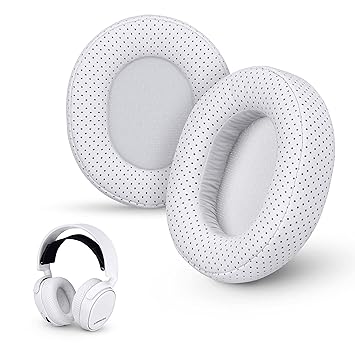 Replacement Perforated Gaming Ear Pads for Steelseries Arctis , Upgraded Memory Foam & Material - Enhanced Comfort for All Arctis 1, 3, 5, 7, 9, Pro & Prime Headsets by Brainwavz (White Earpads)