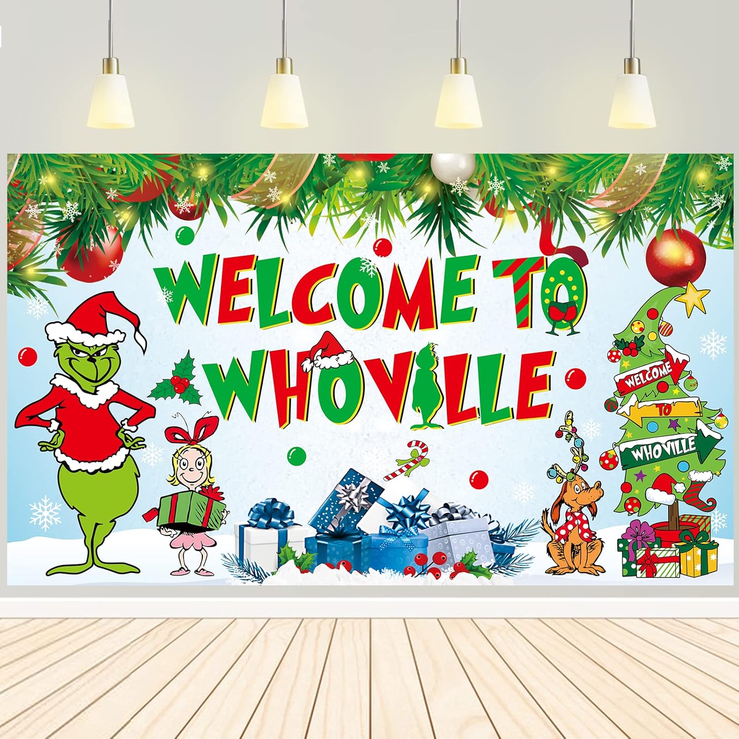 to Whoville Backdrop Grinch Party Decorations Whoville