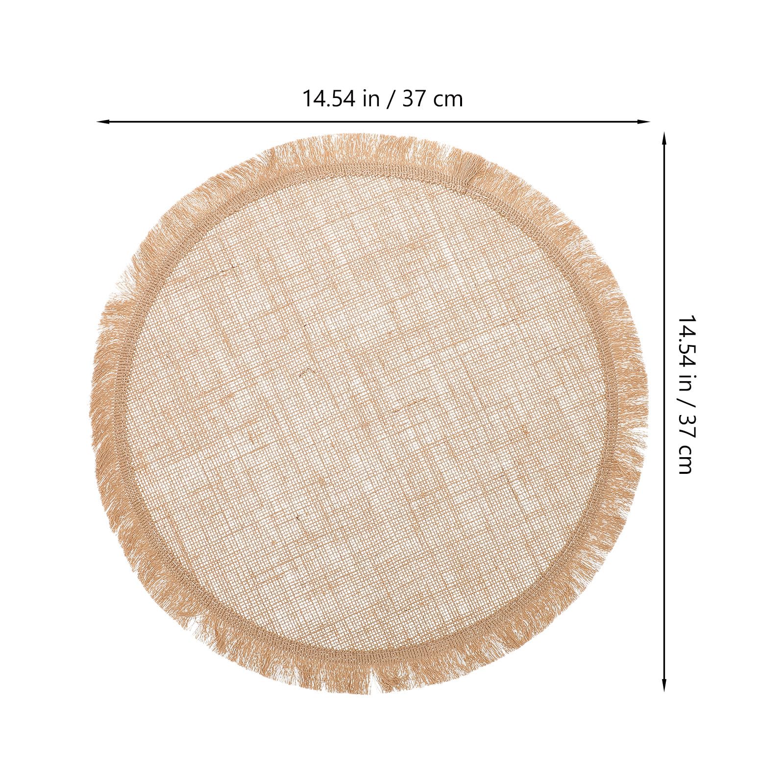 Set 8 Tovagliette Intrecciate in Juta Beige con Bordo in Pizzo, Rotonde 37 Cm, Resistenti e Facili da Pulire, per Pasti Quotidiani e Occasioni Speciali