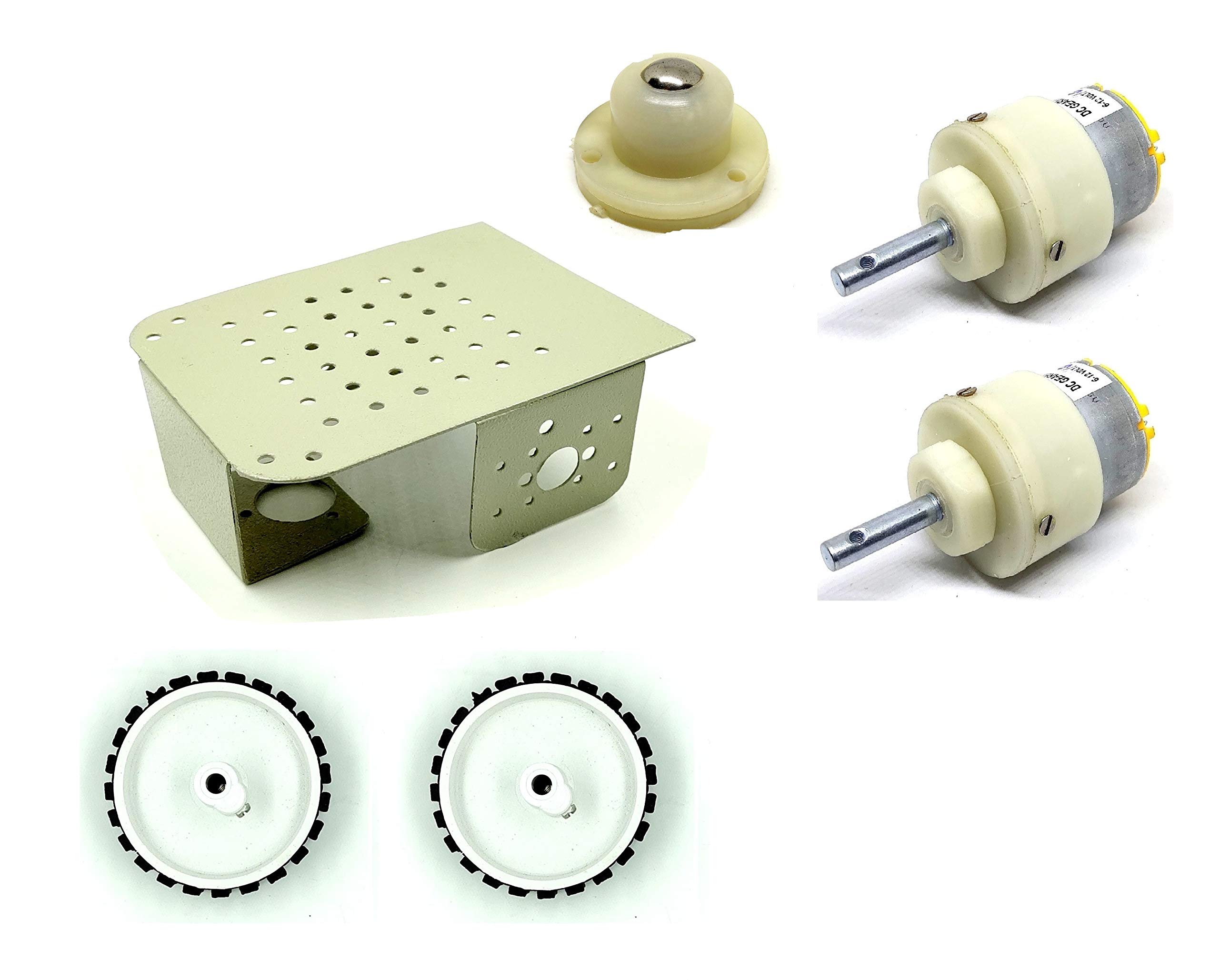 INVENTO 2 Wheel Car Kit Metal Chassis 130x105x45mm + 500 RPM DC Motor + 70x20 mm Wheel Robot Smart Car DIY-image-33