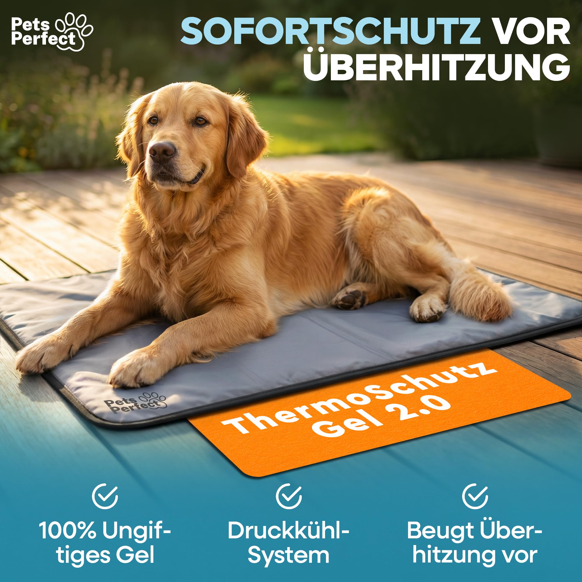 Kühlmatte für Hunde selbstkühlend - Hunde Kühlmatte mit 100% ungiftigem ThermoSchutz Gel - Kühlmatte Hund Selbstkühlend für alle Größen - Faltbare Dog Cooling mat und kühlmatte Katzen