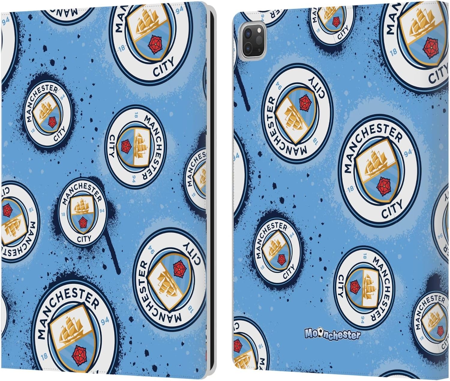 Head Case Designs Officially Licensed Manchester City Man City FC Go City Go Moonchester & Moonbeam Leather Wallet Case Compatible with Apple iPad Pro 13 M4 2024