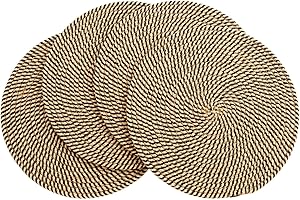 Farmlyn Creek Round Jute Placemats: Woven Chargers for Indoor, Outdoor