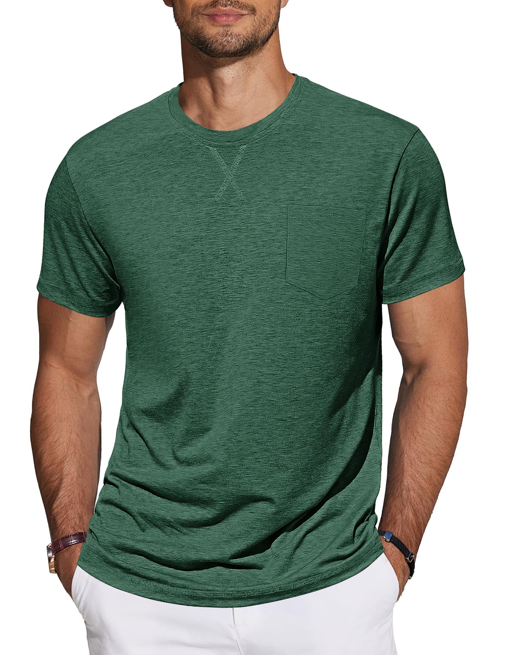 TARAINYA T-Shirt Herren Baumwolle Kurzarm Rundhals Einfarbig Shirts Männer Sommer M-4XL