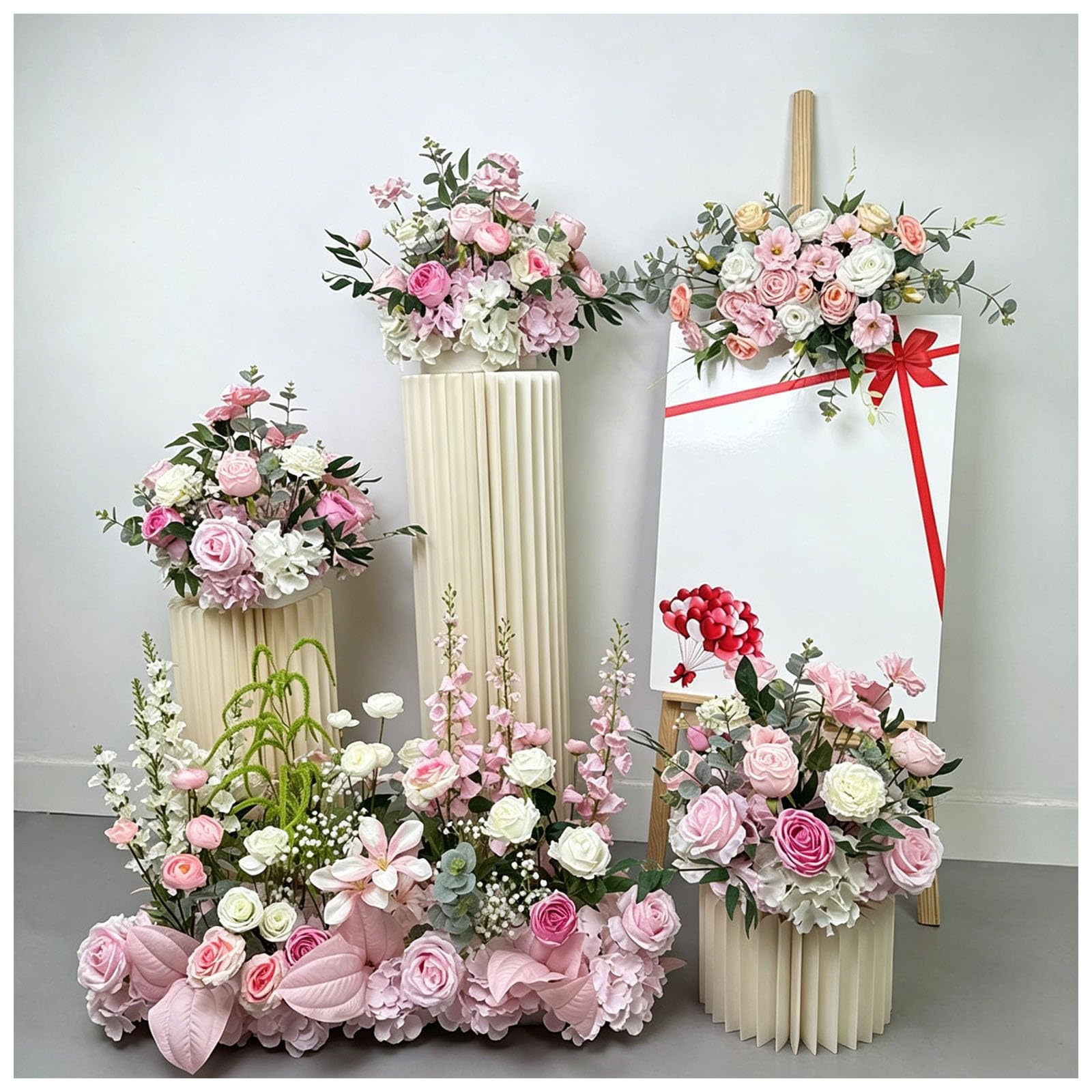 Garden Decoration Flowers Artificial Wedding Flowers Faux Floral Arrangement, Multiple Styles Fake Flowers, For Wedding Aisle, Bridal Room, Hotel Lobby, Window Display, Engag(Size:5-piece set,Color:C)