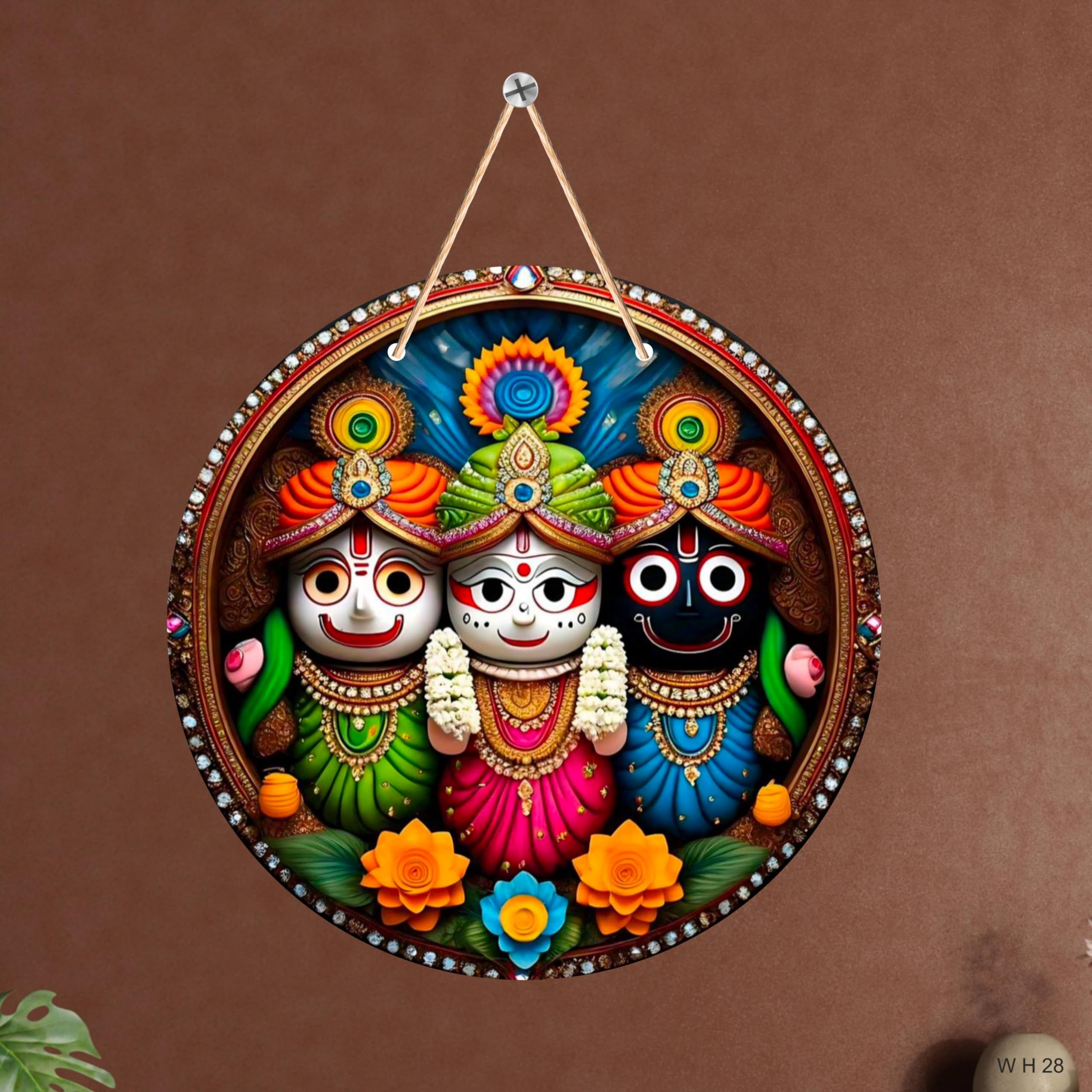 Millionminds Lord Jagannath Wall Hanging for Home Decor | Jagannath Puri Wooden Decorative Wall Art | Spiritual Mandir Decoration for Living Room, Pooja Room, Office | Indian Traditional Wall Decor-image-18