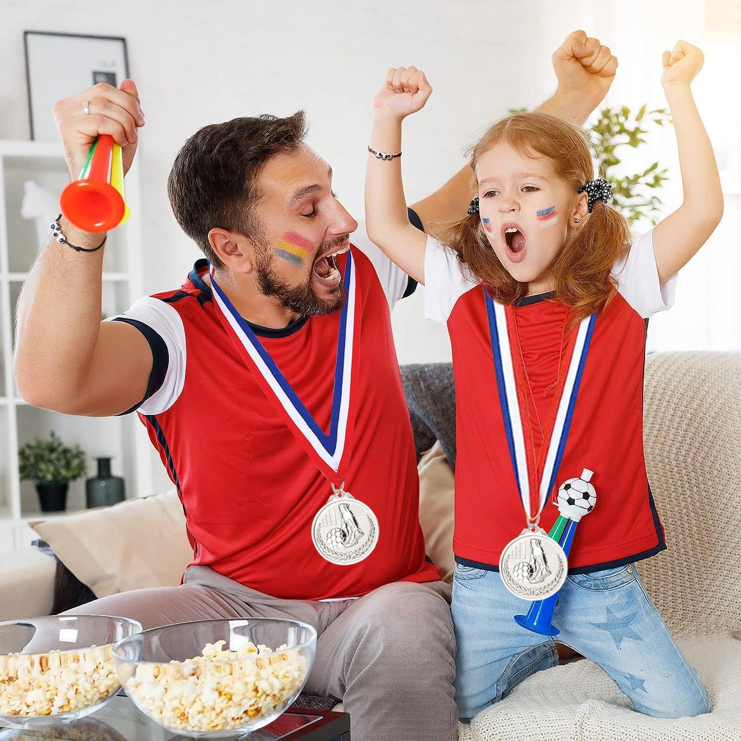 12 Pieces Soccer Award Medals Metals Gold Prizes for Adults Sports Soccer Games, Competitions Celebration, Party Favors, 2.5 Inches