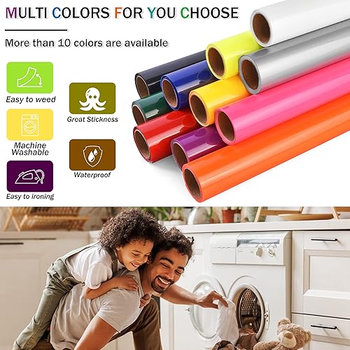 Miniatura 5 de Vinilo de transferencia de calor 3D para camisetas, 12 x 6 pies, vinilo 3D inflado HTV para planchar, color naranja, rollo de transferencia de calor