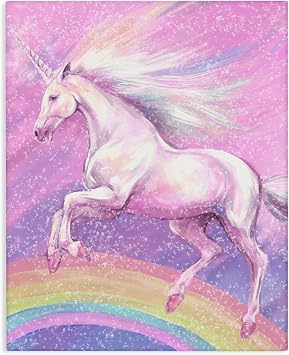 Rainbow Unicorn Fantasy Space, 24 x 30 Inch Canvas Wall Art