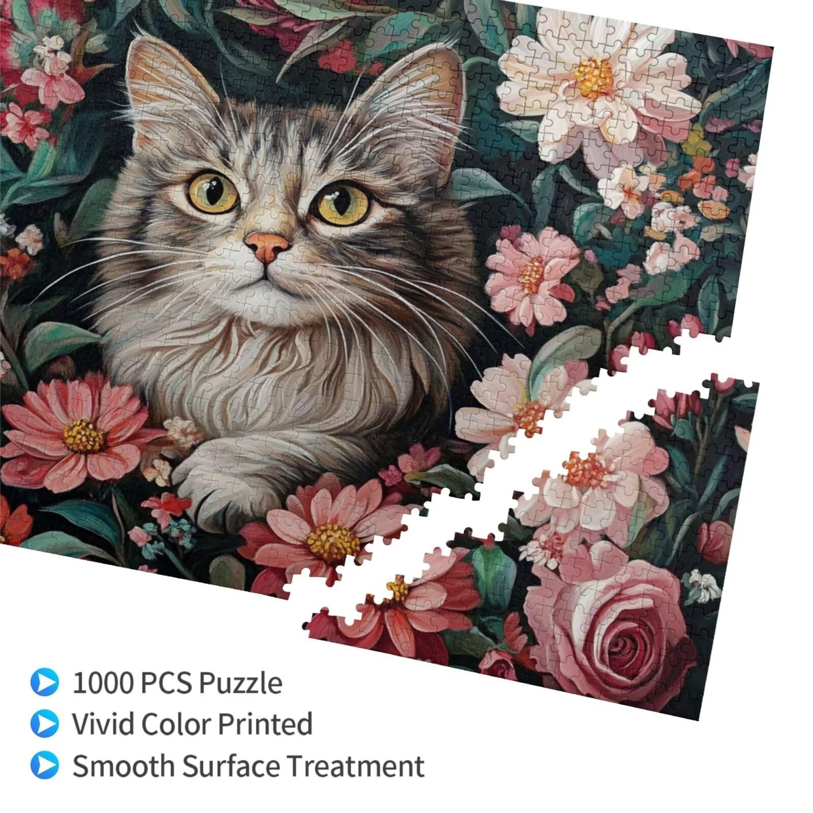 Puzzle kot, 6000 elementów, puzzle kwiatowe dla dorosłych, z pudełkiem na prezent, "zrób to sam", duże drewniane puzzle dla dorosłych, gra zręcznościowa dla całej rodziny, prezenty dla kobiet, 105 x