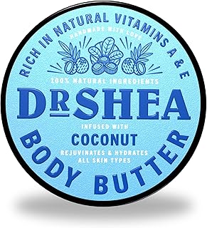 Whipped Coconut Body Butter (200ml) - Intense 24H Moisture & Firming Glow - 100% Natural Raw Shea Butter & Almond Oil - Vegan Skincare for Dry Skin & Stretch Marks