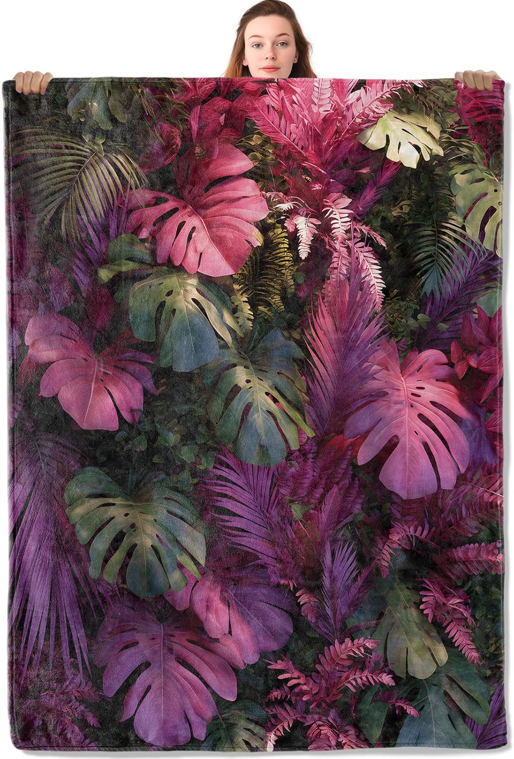 Forest Path Flannel Blanket 60"x80" Moss Stone Tree and Stream Landscape Lightweight Throw Blankets Birthday for Nature Lovers Office Bedroom Sofa Travel Home Decorate