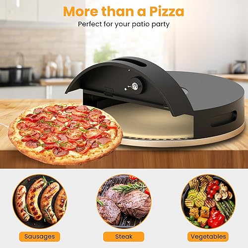 Miniatura 5 de Horno de pizza para parrilla, Horno de pizza al aire libre, Horno de pizza con cáscara de pizza y piedra, Horno de pizza portátil con puerta