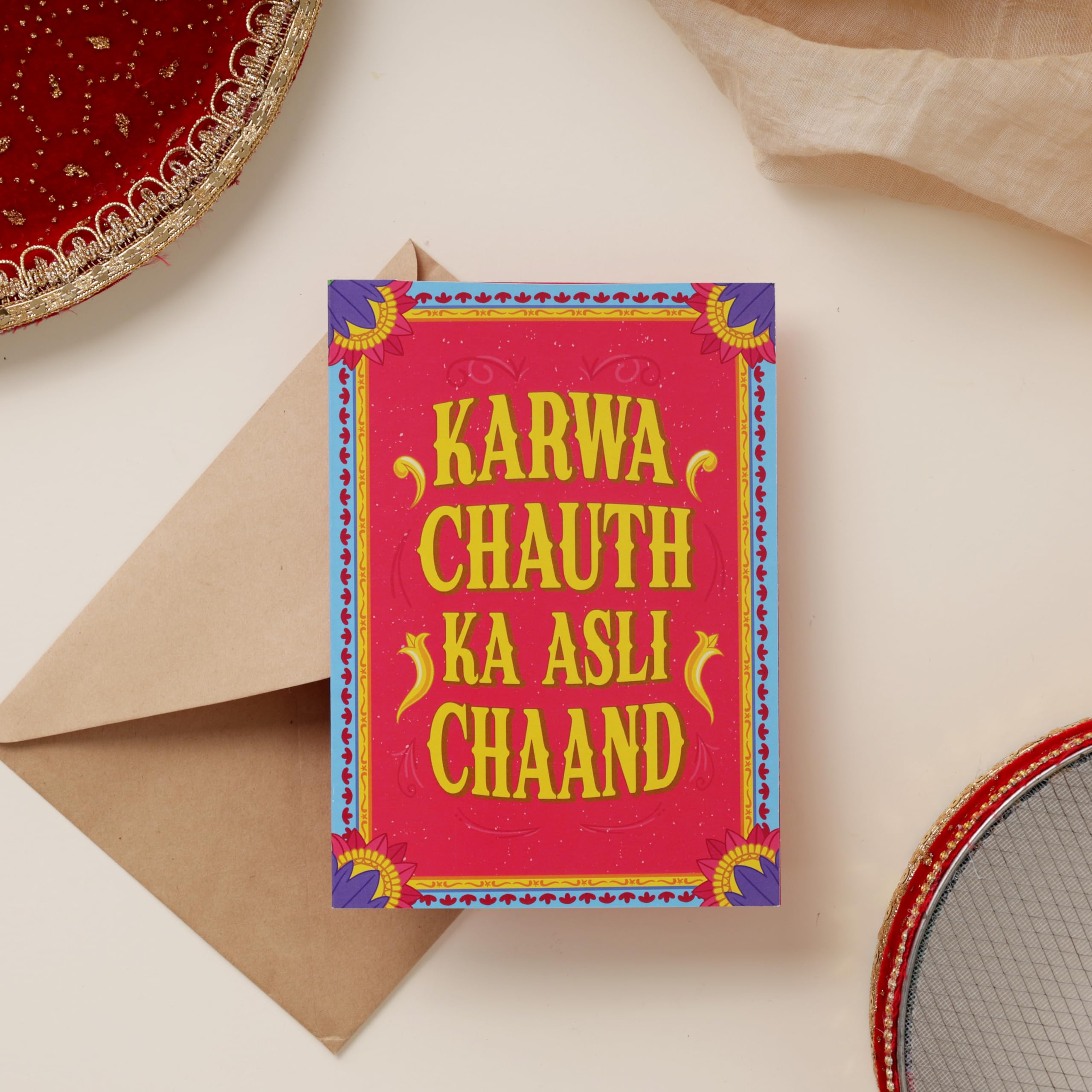 Oye Happy - Romantic Karwa Chauth Mirror Card - Best Gift for Wife/Fiance on Karwa Chauth 2