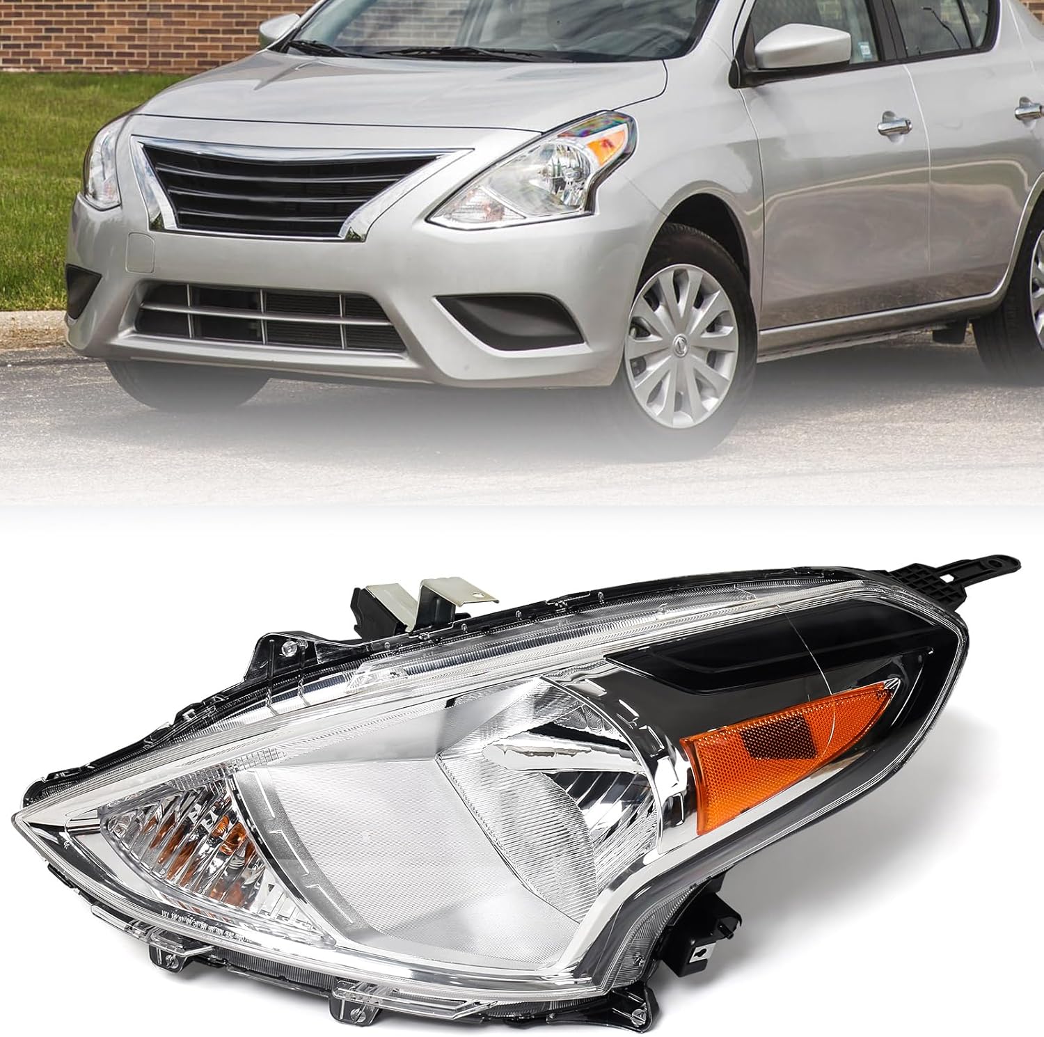 Huray Halogen Headlight Assembly Fit for Nissan Versa 2015-2019 LH OE Factory Projector Headlamp Replacement Left Driver Side LH(Driver Side)