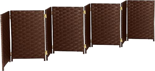 Miniatura 4 de Red Lantern Pantalla plegable de fibra tejida corta de 2 pies - 8 paneles - Dark Mocha