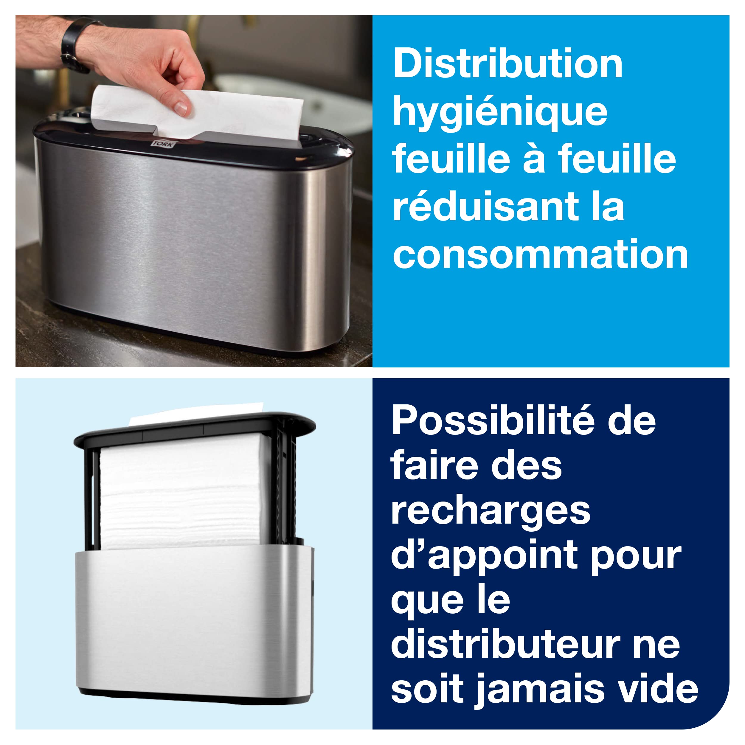 Tork Xpress Distributeur pour Essuie-mains interfoliés - 460005 - Image Design - Distributeur H2 pour papier d'essuyage feuille à feuille inox, Argent, Taille unique