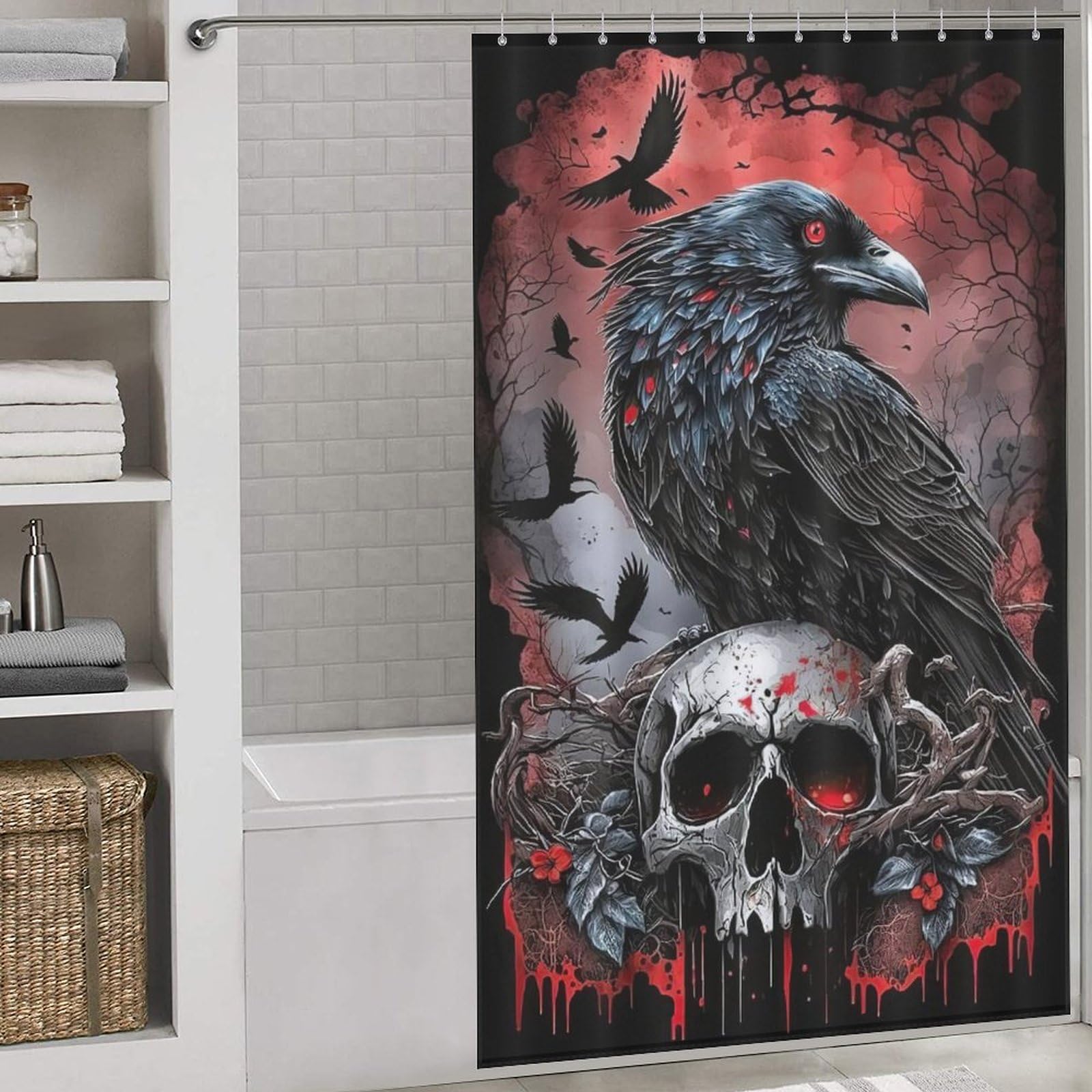 Rideau de douche corbeau imperméable en polyester de qualité supérieure 140x183cm