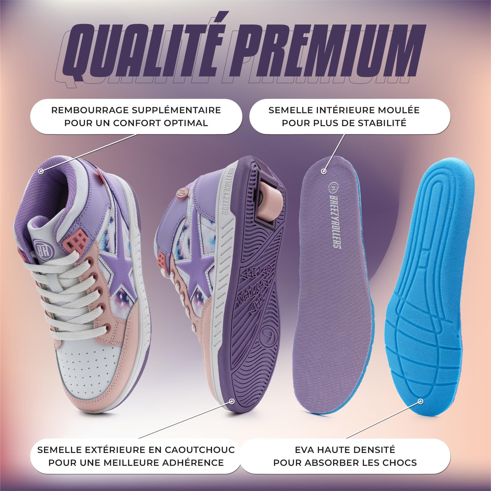 Breezy Rollers Chaussures à roulettes pour Enfants I Rollers-Sneakers pour Enfants I De Chaussures de Rue pour Enfants à Rollers en Quelques Secondes I Baskets à roulettes pour Filles et Garçons