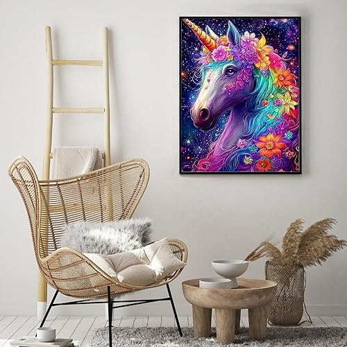 Miniatura 4 de Yikenjoy Kit de arte de diamante de unicornio para adultos  Kit de pintura de diamante de unicornio 5D para principiantes, taladro completo para