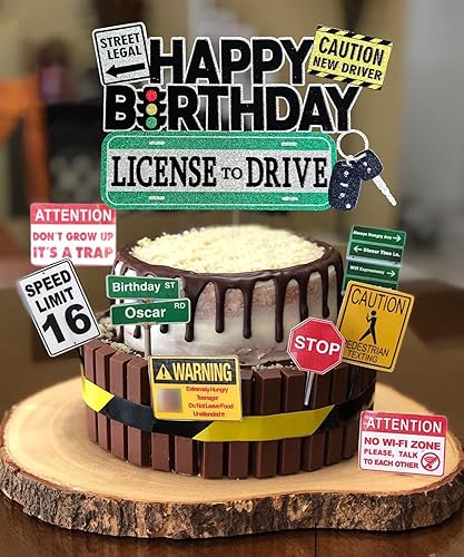 Miniatura 4 de Decoración para tarta de cumpleaños con licencia de conducir, decoración para pastel de cumpleaños de nuevo conductor, suministros de fiesta