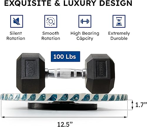 Miniatura 3 de CLAYNIX Lazy Susan para encimera, Lazy Susan para mesa, organizador de tocadiscos de madreperla, bandeja giratoria redonda de madera giratoria para