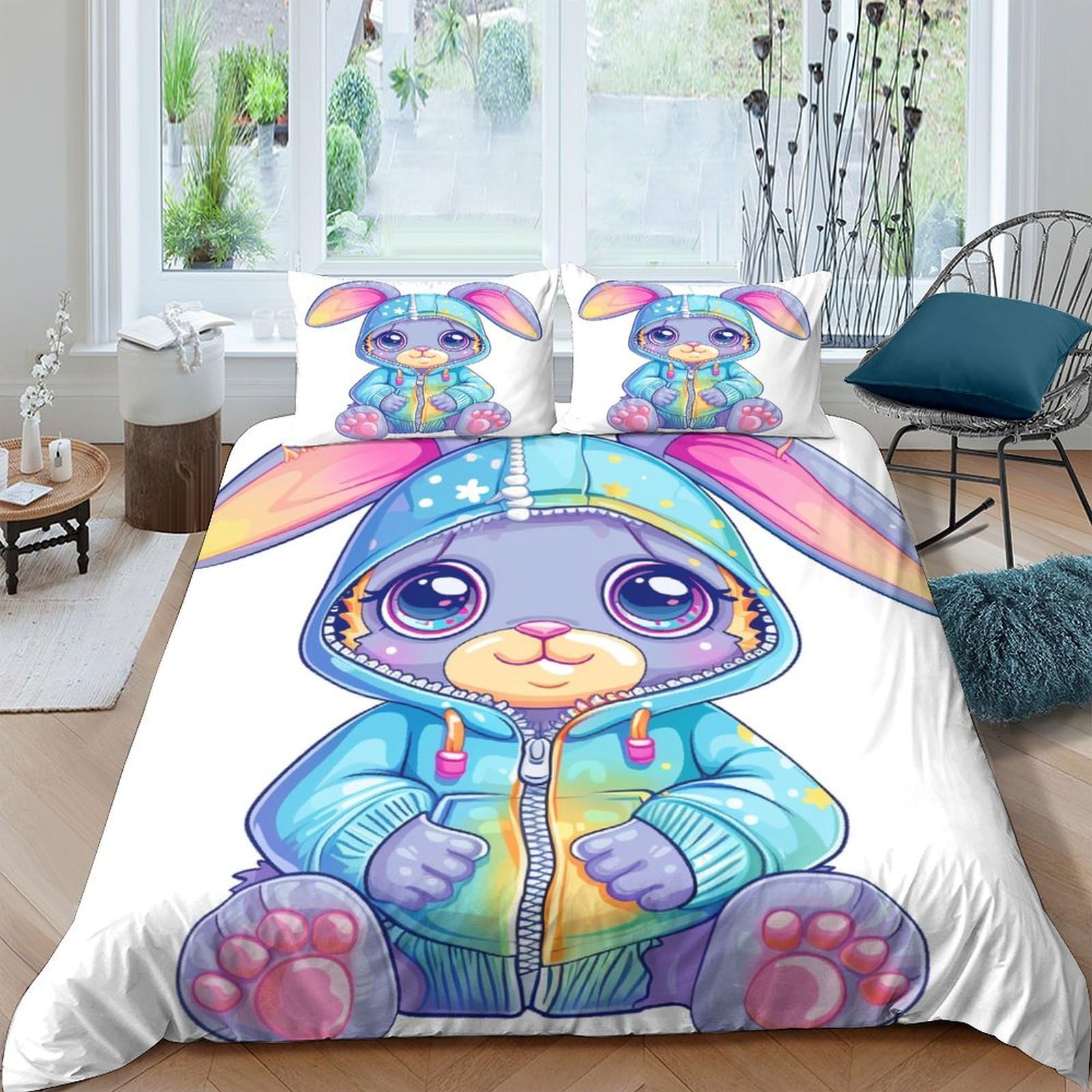 Parure de lit lapin 3D 200x200cm pour cocooner dans une chambre d'enfant ou d'adulte