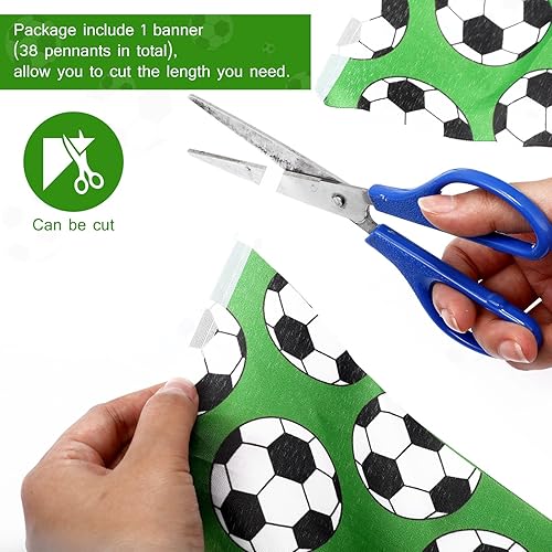 Miniatura 3 de Tatuo Decoraciones de fiesta de fútbol de 32.8 pies, banderines de fútbol, banderines temáticos, banderines triangulares, banderines para deportes,