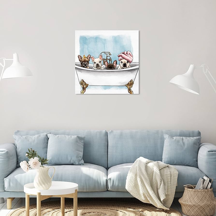 新品 オリバーガル Frenchies In The Tub Amazon.com: Oliver Gal 'Frenchies In The Tub' The Dogs and