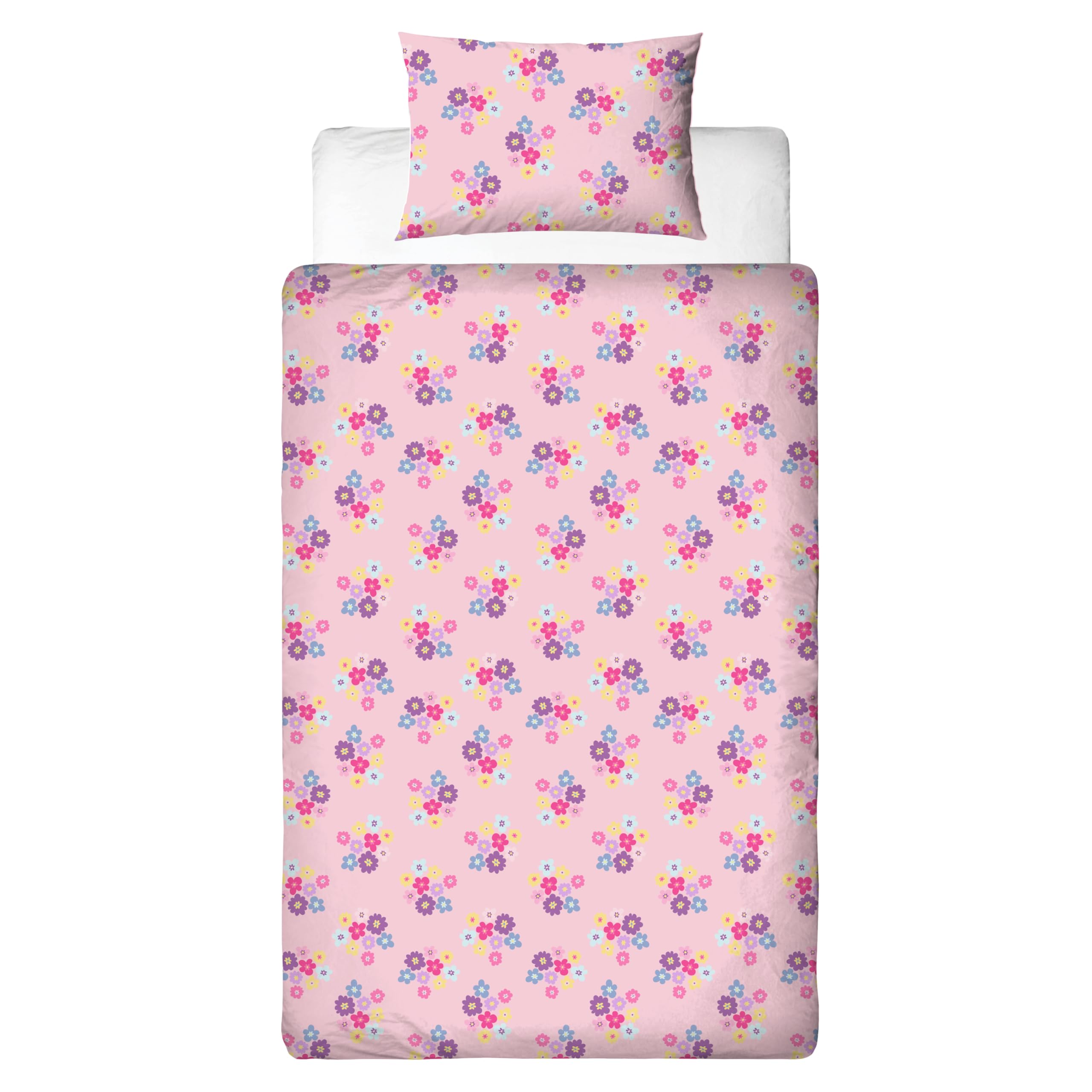 Disney Juego de Funda nórdica Individual con Licencia Oficial Princess | Diseño «Flower Power», Ropa de Cama Reversible por Ambos Lados Que Incluye Funda de Almohada a Juego