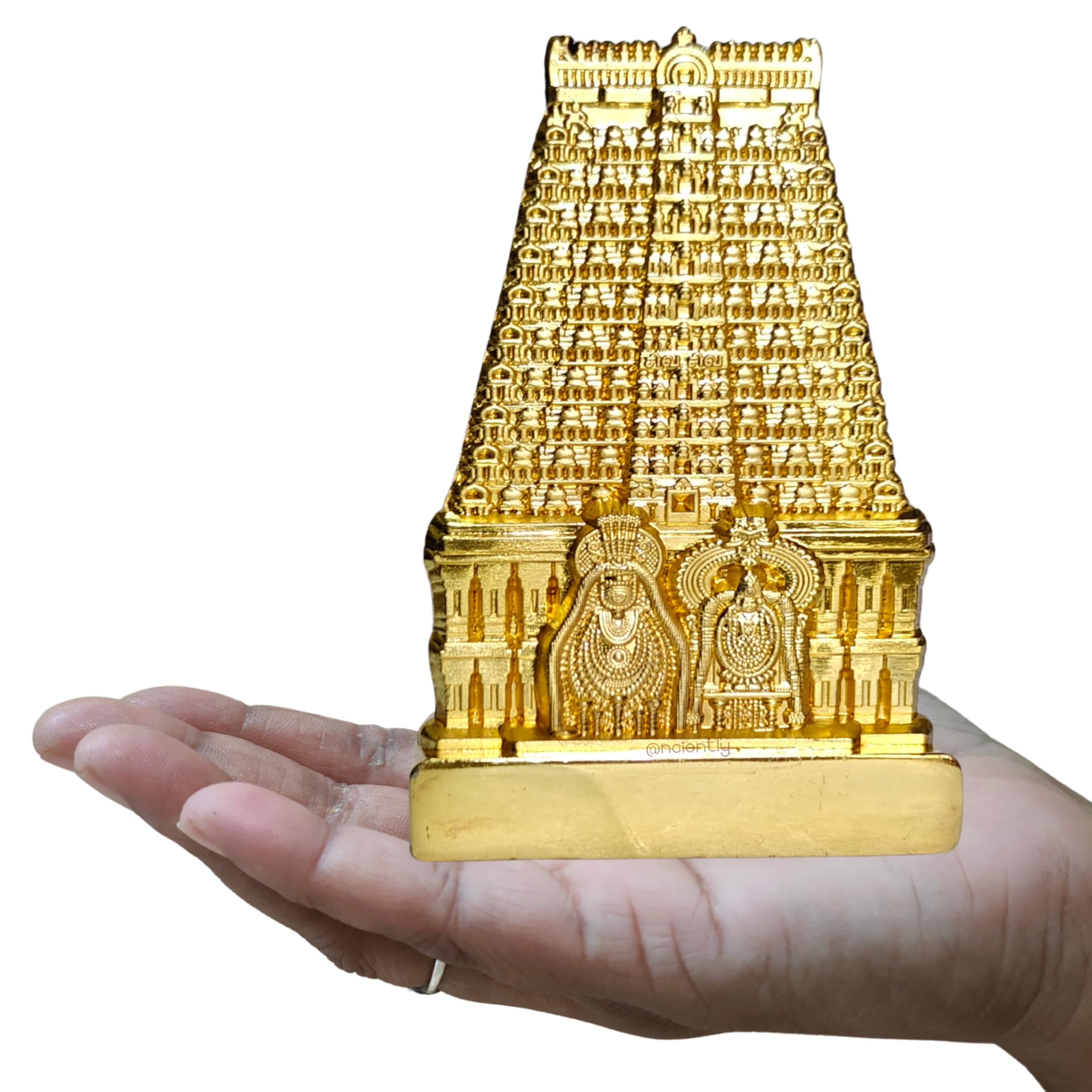 anciently Thiruvannamalai Temple Gopuram for Car Dashboard | Annamalaiyar Car Dashboard, Metal, 1 Piece (Gold Colour)