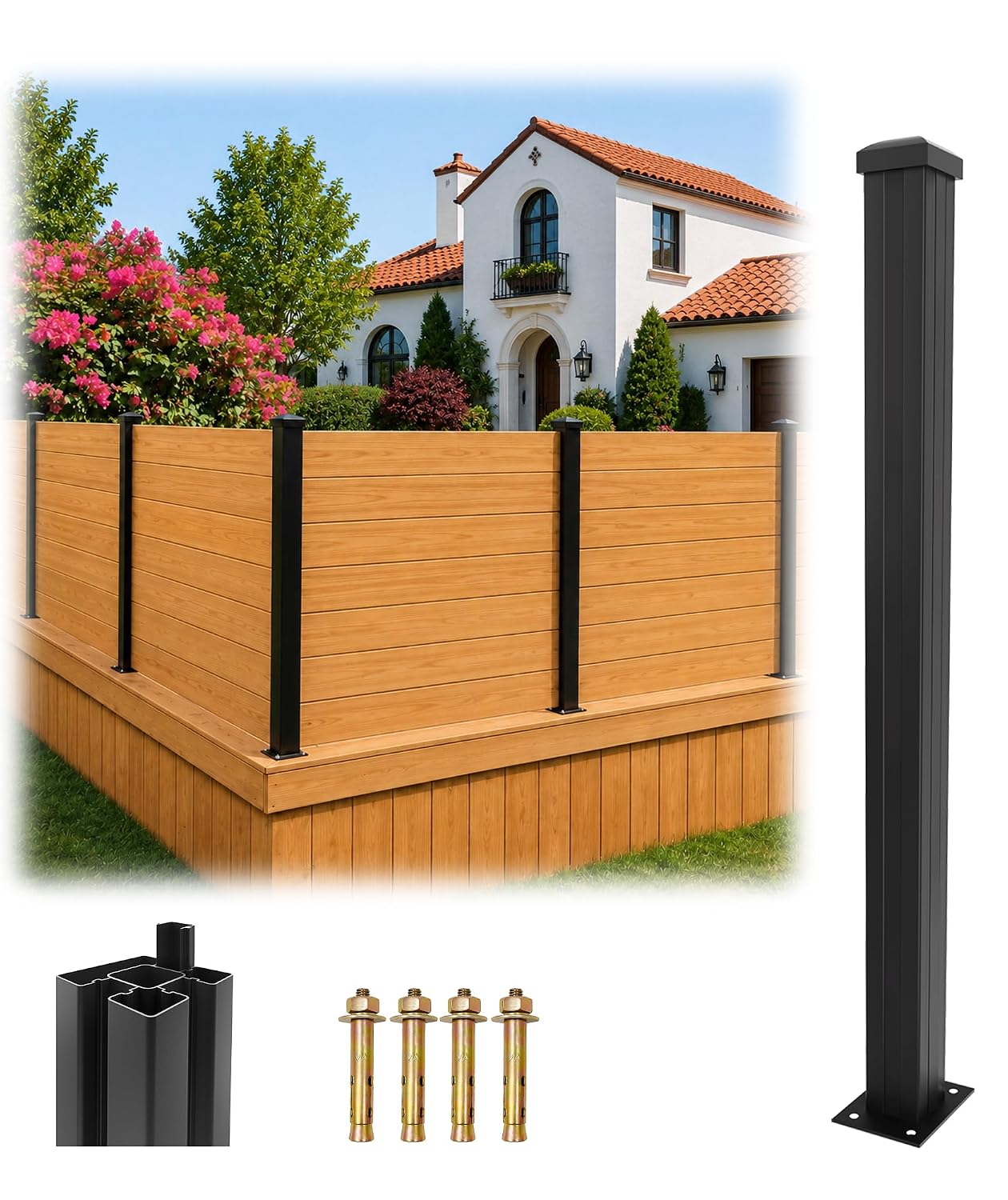 24 Pack Aluminum Fence Post Spacer, Fence Gap Tool Matte Black Aluminium Spacer, Heavy-Duty Fence Alignment Tool for Easy Privacy Fence Installation