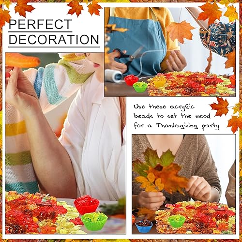 Miniatura 3 de 147 piezas de juguetes de motricidad fina, decoración de otoño, relleno sensorial, 135 hojas acrílicas de otoño, calabaza, 4 pinzas, 2 clips de