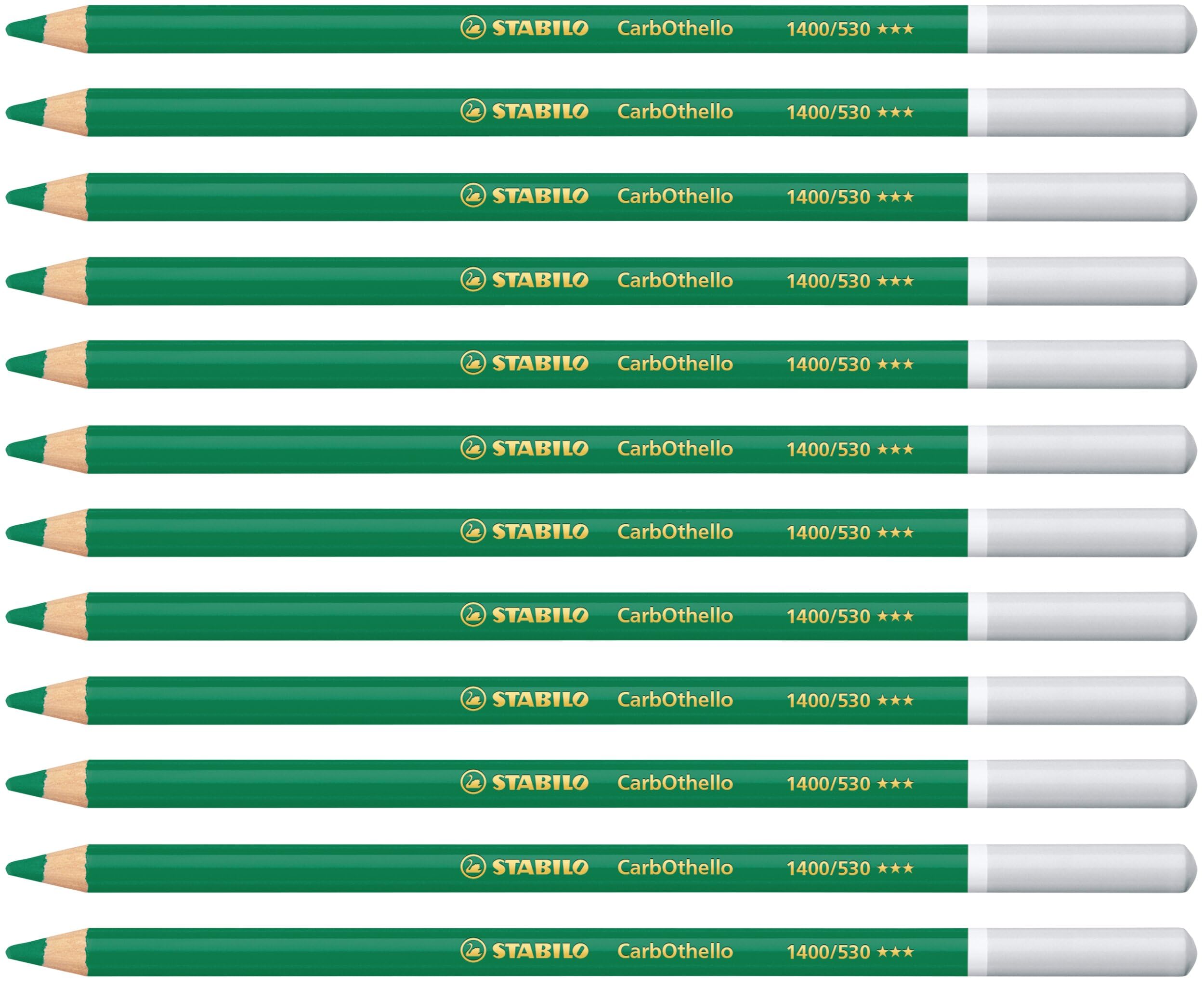 STABILO CarbOthello - Chalk-Pastel Pencil - Pack of 12 - Green