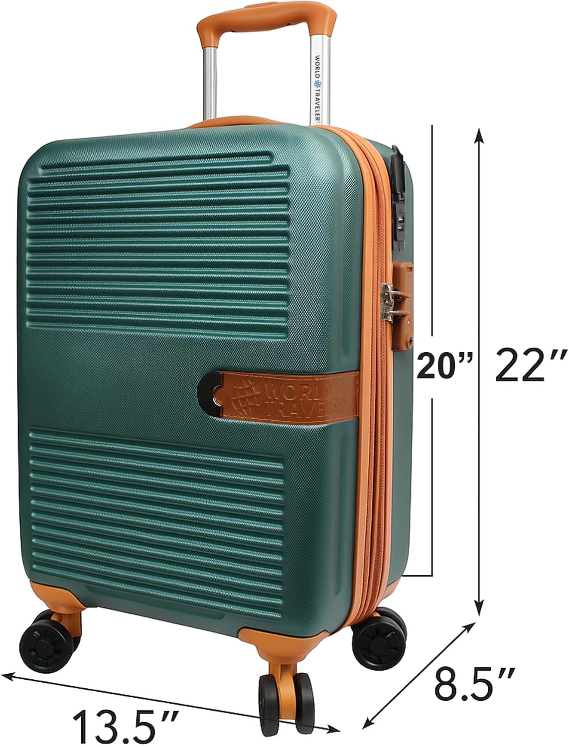World Traveler Garland Lightweight Hardside 20-Inch Carry-On Expandable Spinner Luggage with TSA Lock & USB Port - Green