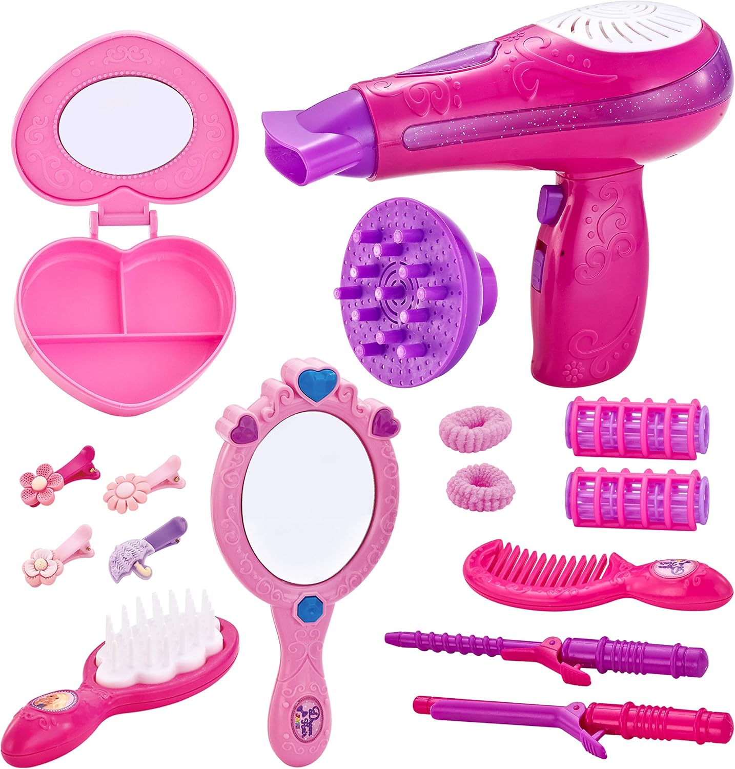 JOYIN Cute Little Girls Doll Beauty Fashion Salon Toy Kit Pretend Play Set with Toy Hairdryer, Mirror and Other Accessories : Toys & Games