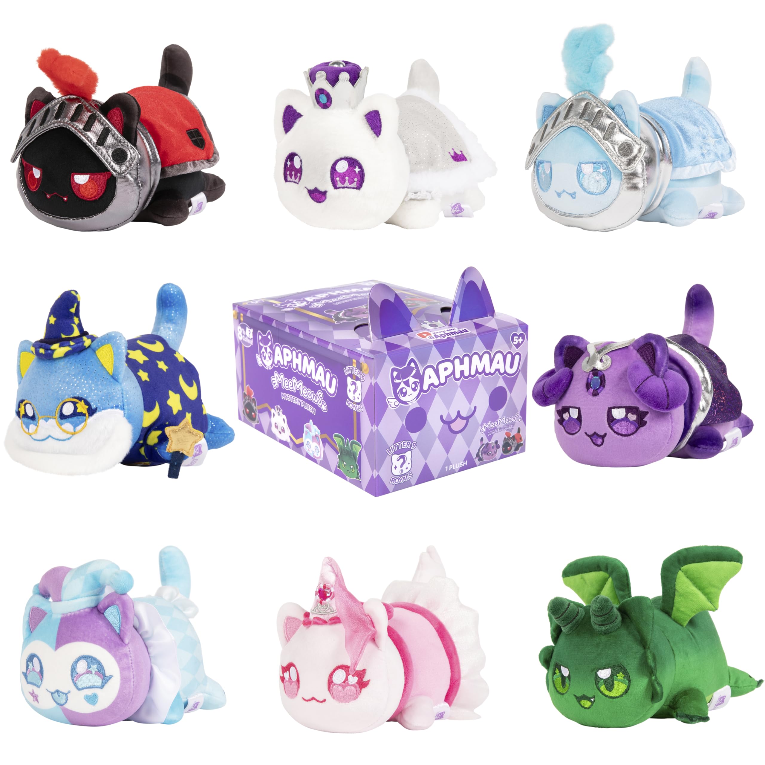 Aphmau MeeMeows Mystery Plush Royals Litter 9 Kolekcjonerskie miękkie zabawki Kolekcja Royals YouTube zabawki 8 do kolekcjonowania