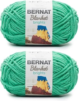 Bernat Blanket Brights GoGo Green Yarn - 2 Pack of 300g/10.5oz - Polyester - 6 Super Bulky - 220 Yards - Knitting/Crochet