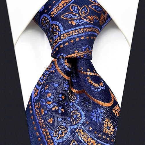 Miniatura 2 de SW SHLAXWING Corbatas de los hombres Corbatas Azul Marino Oscuro Paisley