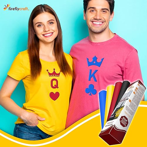 Miniatura 6 de Firefly Craft - Lámina de vinilo de transferencia de calor regular, vinilo HTV, para planchar para usar con Cricut y Silhouette, vinilo de prensa de